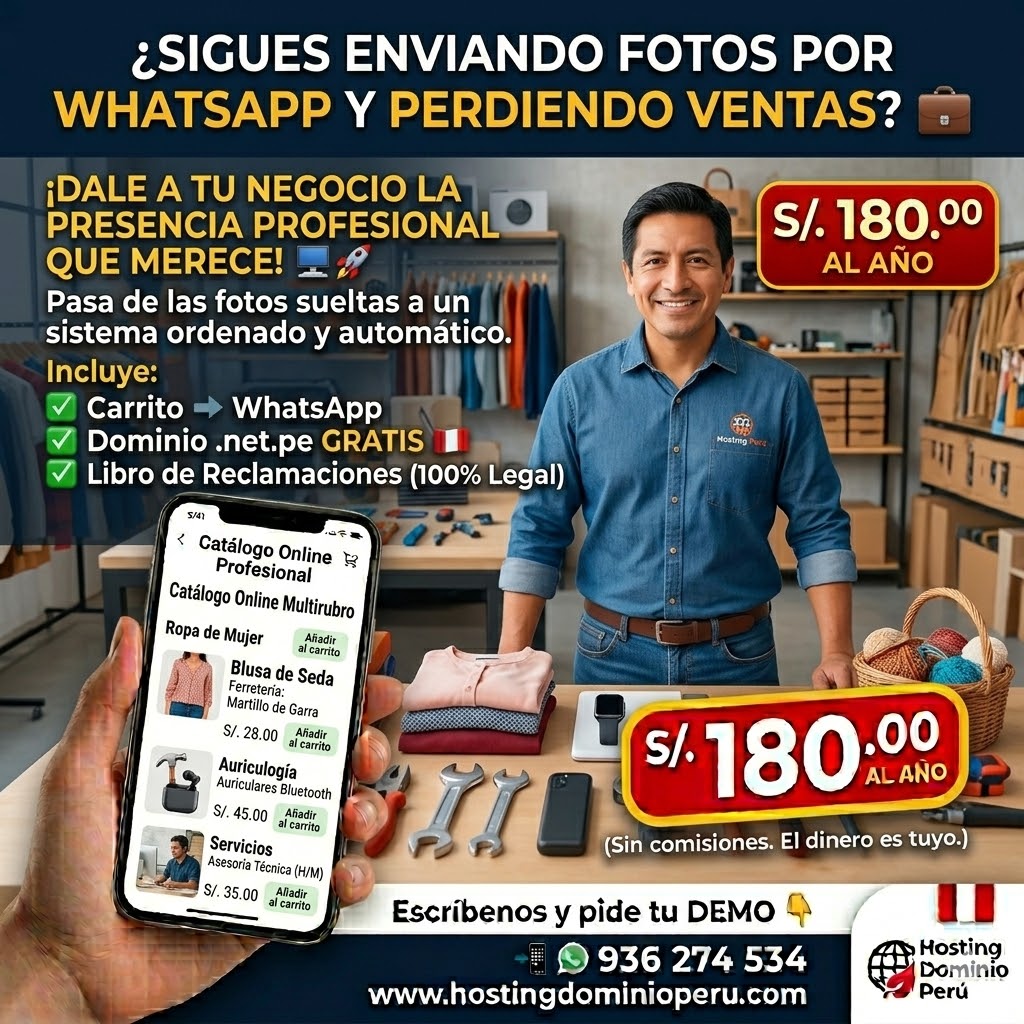 Catálogo virtual online profesional con carrito de compras integrado a WhatsApp para negocios en Perú