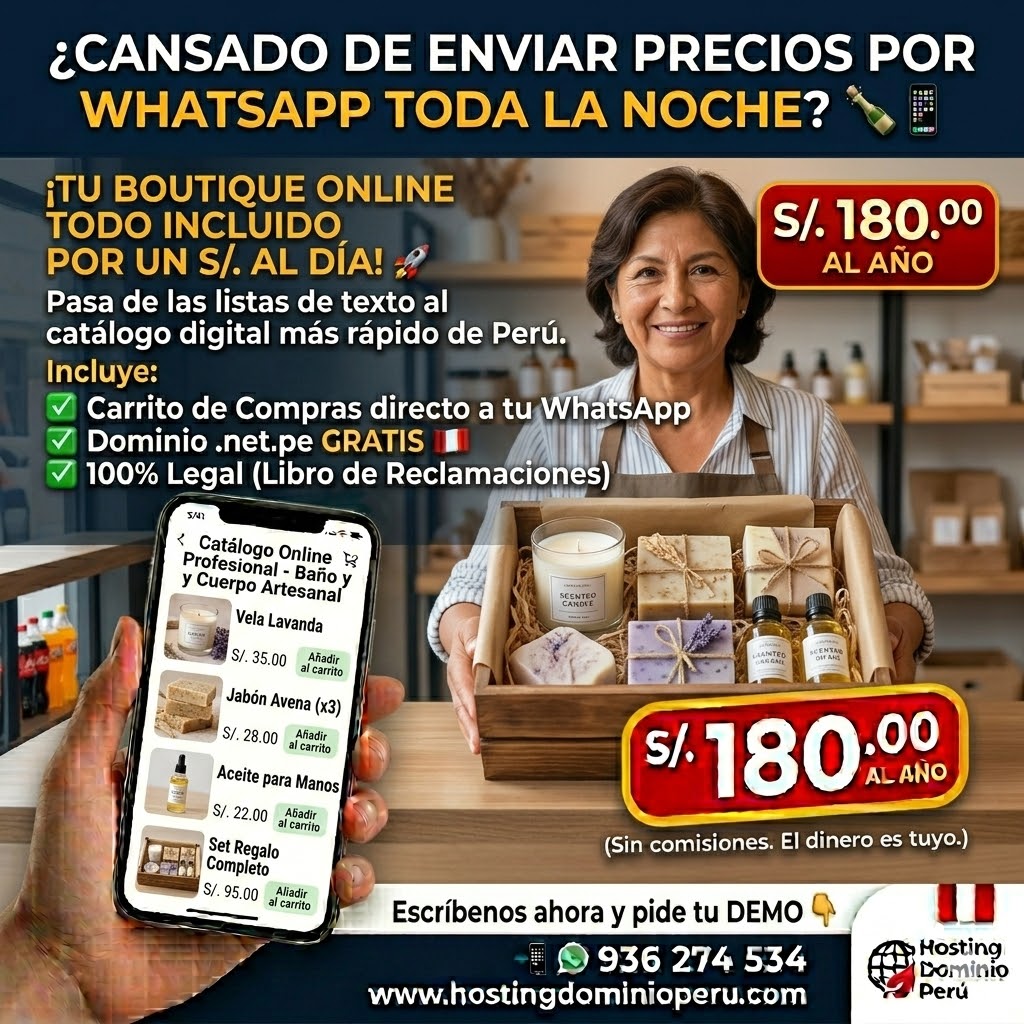Catálogo virtual para productos artesanales, jabones y velas con correo corporativo profesional